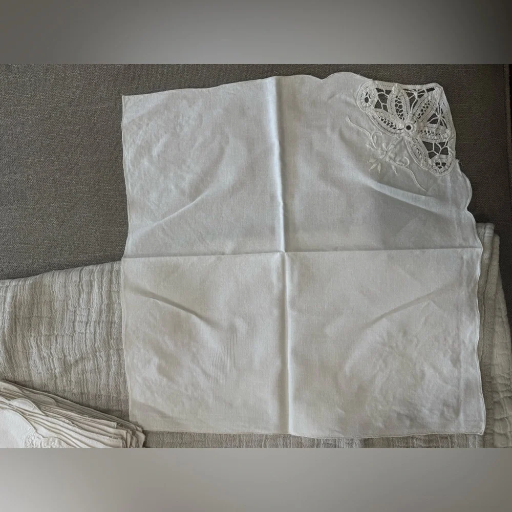 Vintage Elegant‎ White Embroidered Napkins
